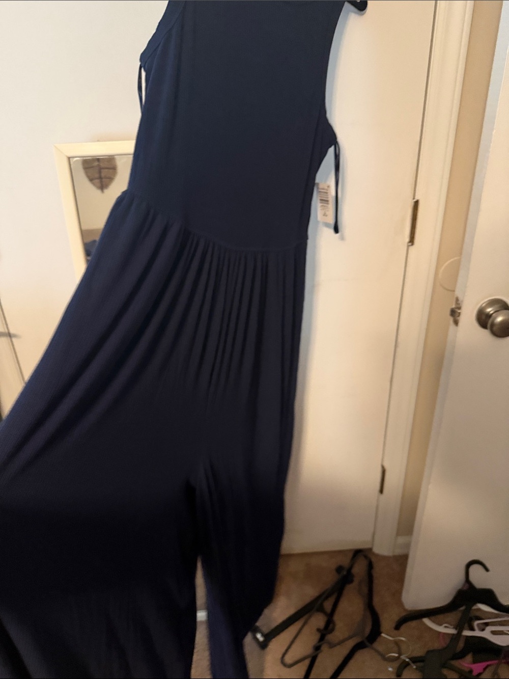 torrid Navy Sleeveless Wide-Leg Jumpsuit